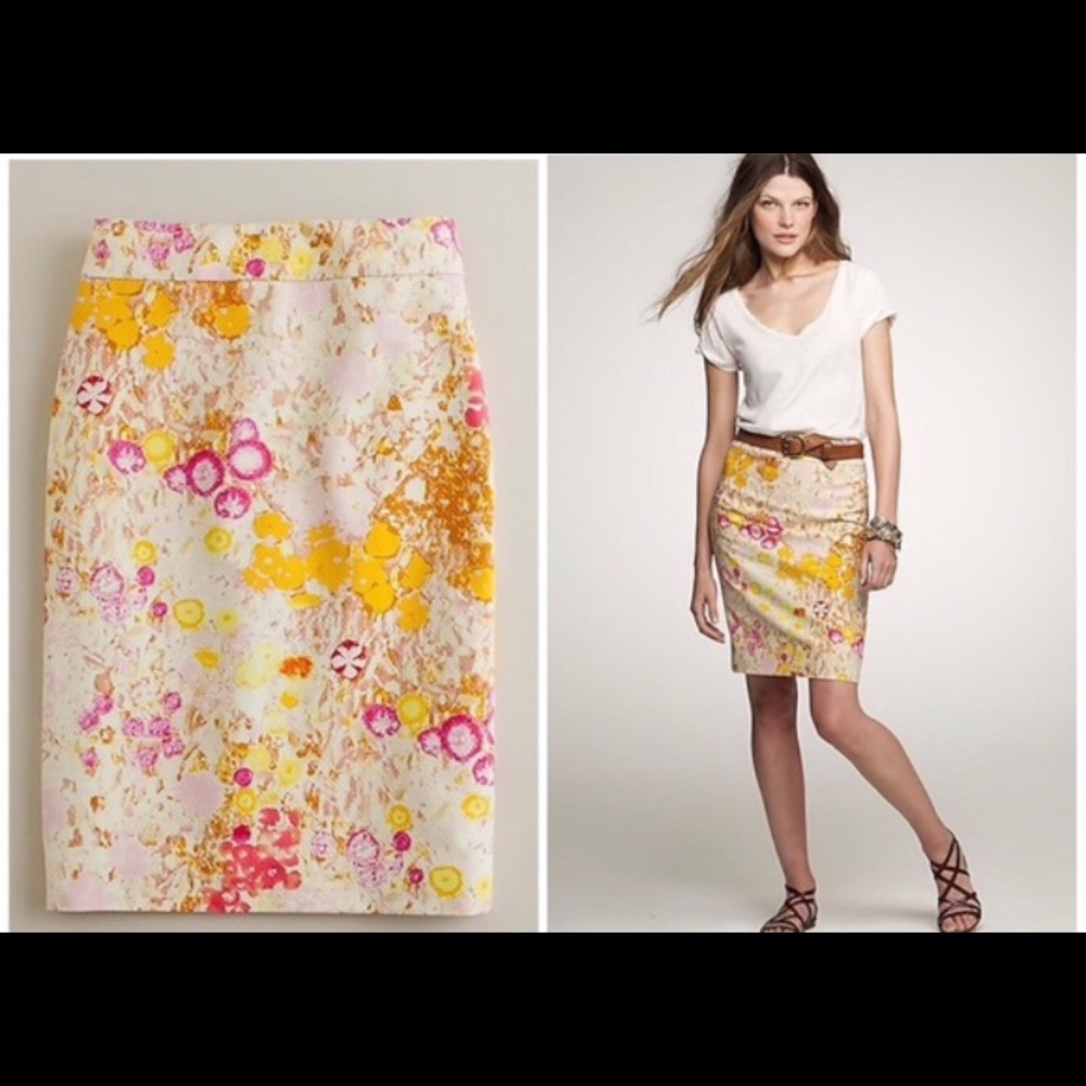 J. Crew Sunshine Peony Pencil Skirt Size 8